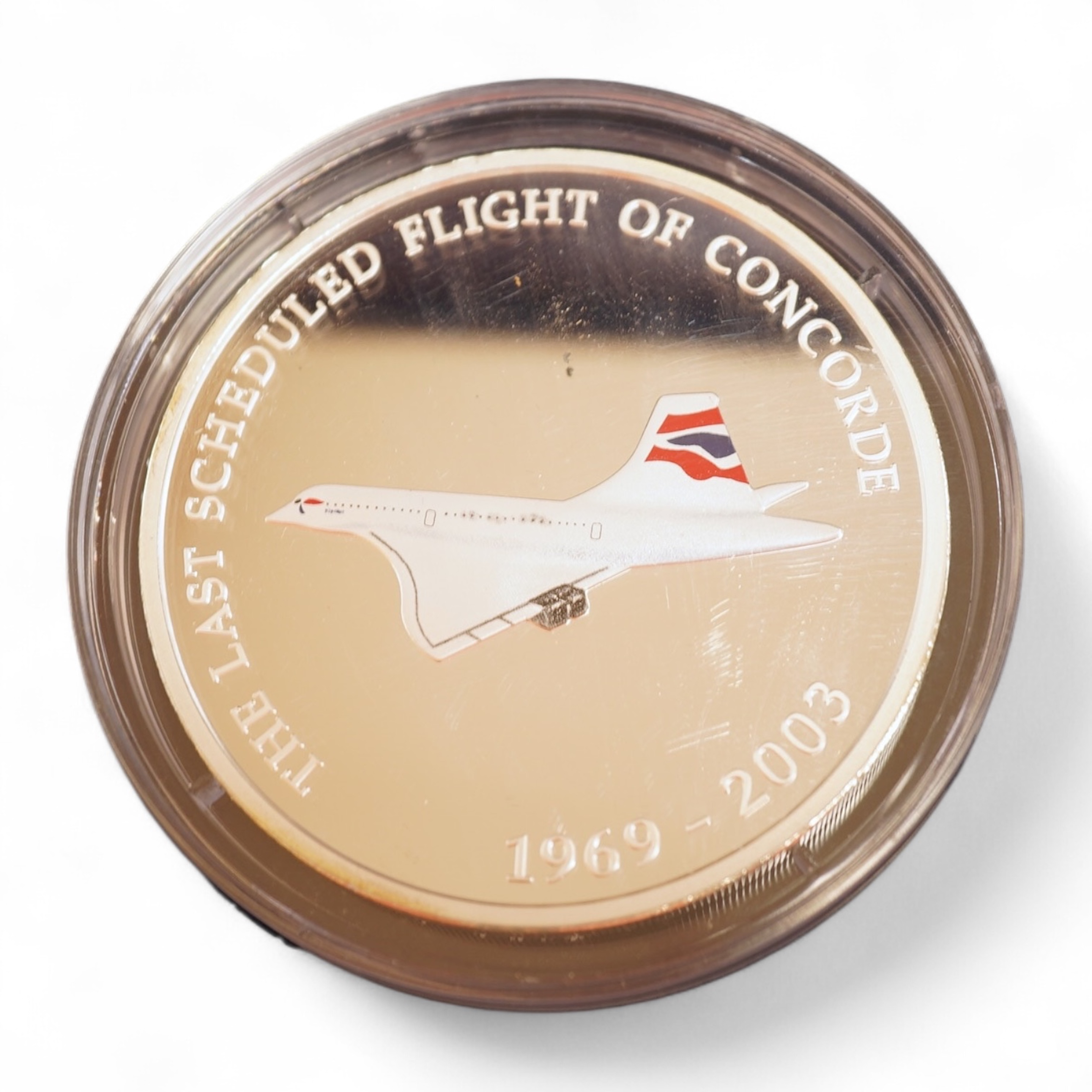 Westminster Mint, proof silver 5oz. medal, commemorating The Last Scheduled Flight of Concorde 1969-2003, cased with certificate